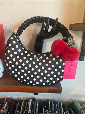 Betsey Johnson Polkadot Cherry Charm Bag